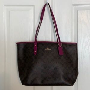 Coach Zip Top Tote in Signature Canvas